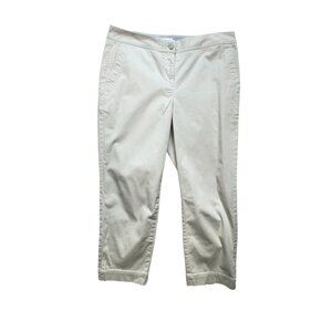J. Jill Love in Chino Cropped Pants Womens Sze 10 Beige Flat Front Casual Beach